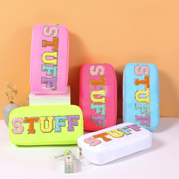 Wholesale Waterproof Embroidered Letters Nylon Cosmetic Bag
