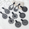 Wholesale Vintage Geometric Cutout Black Metal Earrings