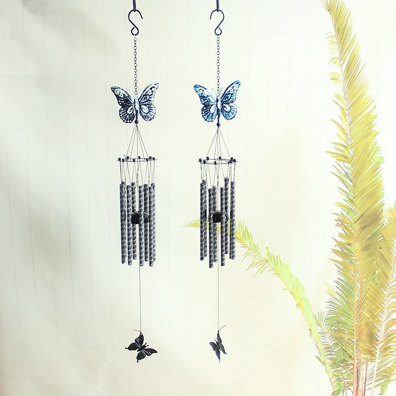 Wholesale Vintage Metal Wrought Iron Butterfly Wind Chime Engraved Decoration