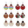 Wholesale Crescent Shaped Leather Plaid Braid Pattern Colorful Earrings