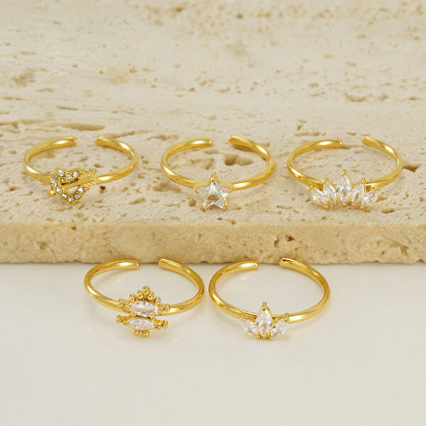 Wholesale of New Stainless Steel Inlaid Zircon Open Ring