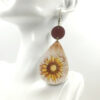 Wholesale Western style Wooden Printing Retro Sunflower Tauren Earrings