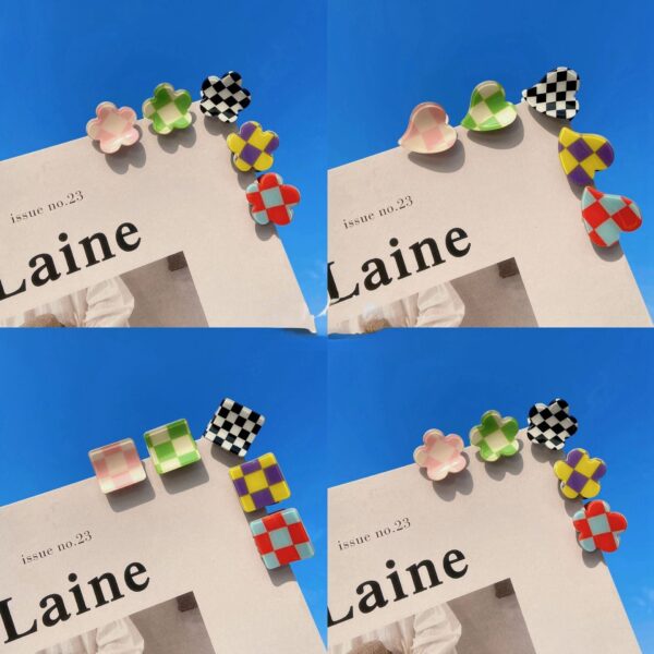 Wholesale Checkerboard Mini Plastic Hair Clips