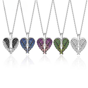 Wholesale Zircon Angel Wings Love DIY Engraving Necklace