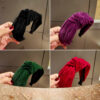 defaef45cc236bcc3ab18e9eda56e203 Wholesale Simple Gold Velvet Solid Color Wide Edge Knotted Headband