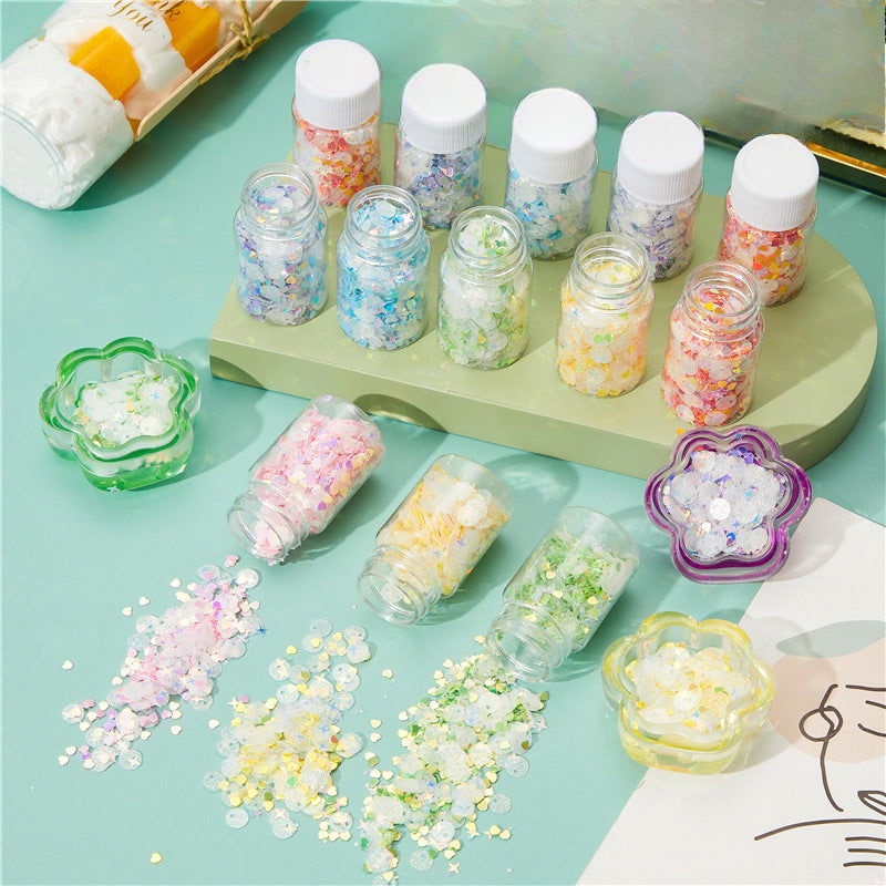 Wholesale DIY Handmade Material Crystal ip Glue Starry Sky Mixed Glitter Gold Onion Sparkling Star Love Flowing Sand Filler