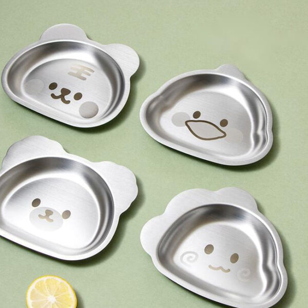 Wholesale Stainless Steel Children's Cartoon Animal Dinner Plate