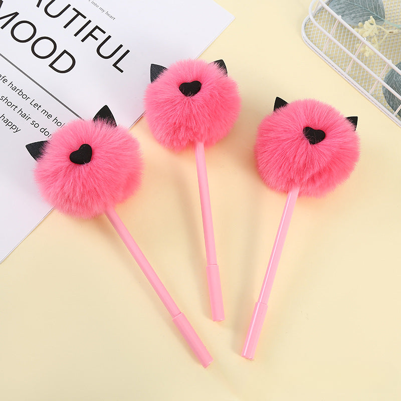 Wholesale Cat Ear Love Plastic Plush Cartoon Ballint Pen