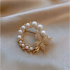 Wholesale Diamond Inlaid Pearl Butterfly Alloy Brooches