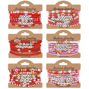 e4132ed4e80e5fc0e2f3d70da8f7941f Wholesale Valentine's Day Love XOXO LOVE Soft Clay Beads Multi-layer Elastic Bracelet