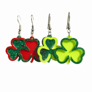 Wholesale Green Fashion Simple Lucky Clover St. Patrick Clover Personality Earrings
