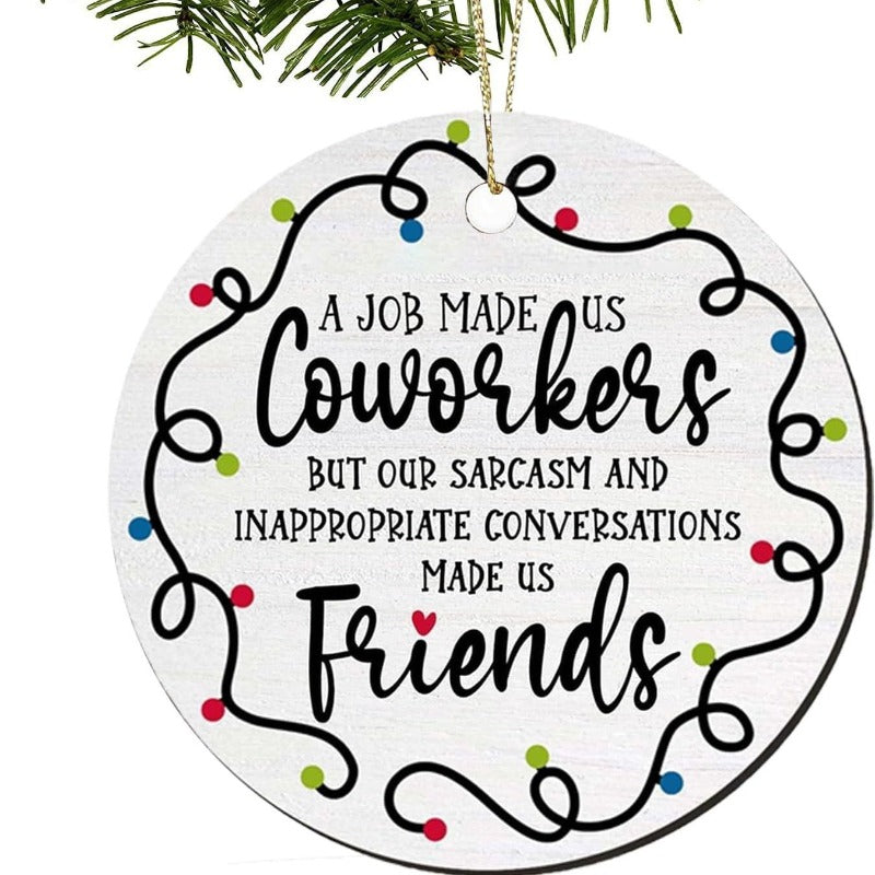 Wholesale Christmas Logo Wooden Round Pendant Ornament