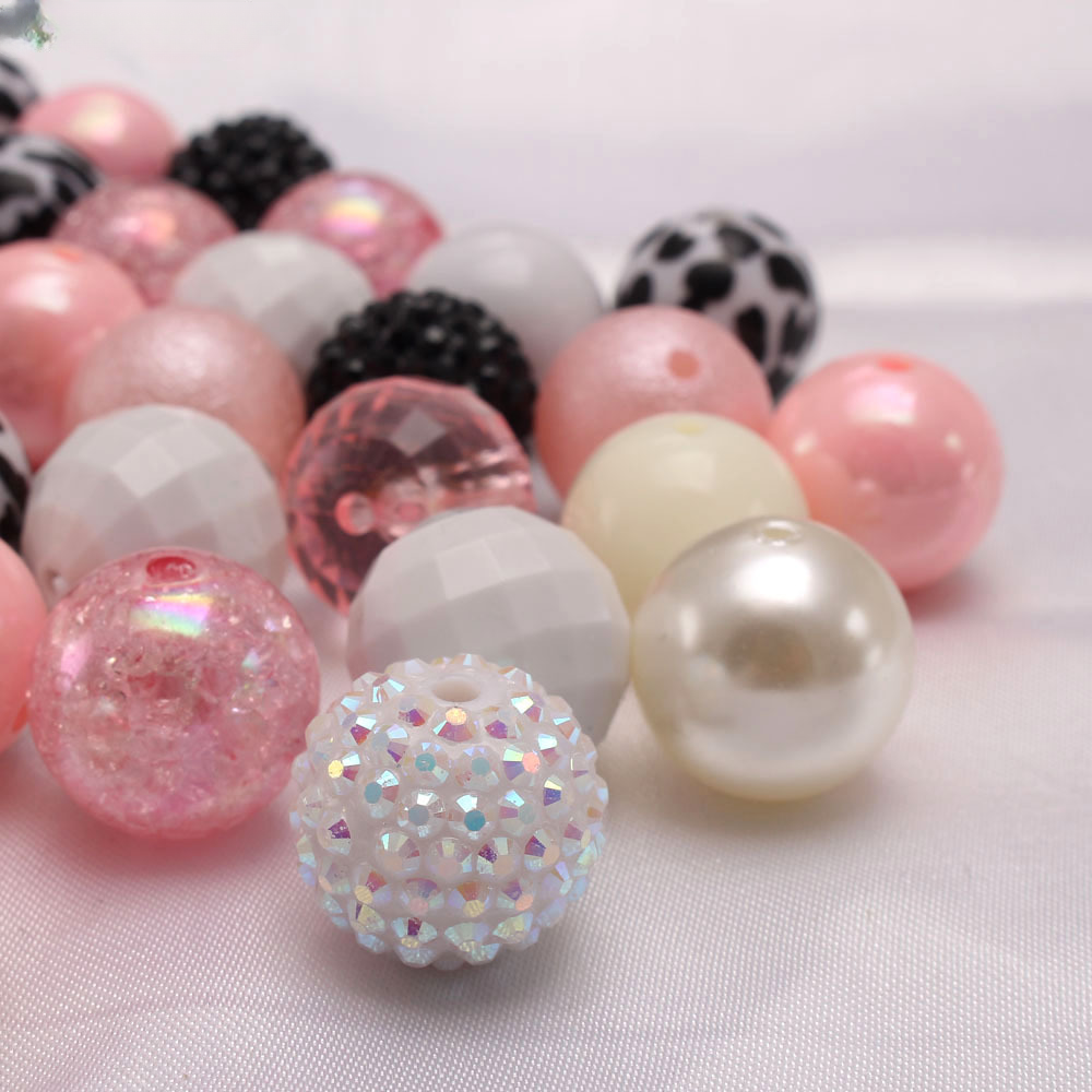 Wholesale 20MM Bull Pink+Leopard Print Acrylic Beads Bubblegum Beads