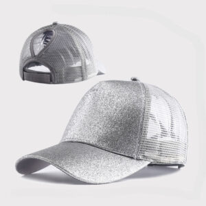 Wholesale Back Opening Fashion Sequined Mesh Ponytail Hat