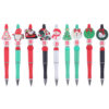 Wholesale Cartoon Christmas Snowman Tree Beadable Silicone Beaded Ballpoint Pen
