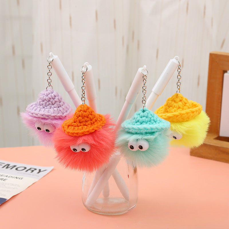 Wholesale Large Eyed Plastic Plush Cartoon Ballint Pens with Caps