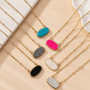 f4e4b781da7f68881f63a4ba0515e277 Wholesale Zinc Alloy Imitation Crystal Cluster Oval Necklace Clavicle Chain Earrings Set