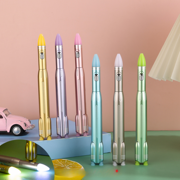 Wholesale Plastic Random Rocket Missile Shape Luminous Gel Pen