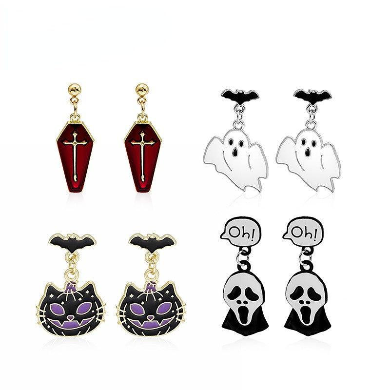 Wholesale Skull Ghost Cross Alloy Ear Studs
