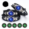fa75fd77af1726ce1067bd756de5408f Wholesale Luminous 12 Constellation Time Gems Leather Bracelet