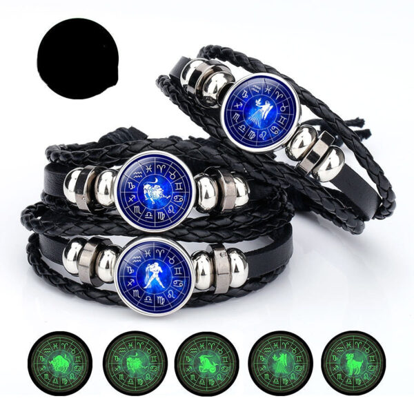 fa75fd77af1726ce1067bd756de5408f Wholesale Luminous 12 Constellation Time Gems Leather Bracelet