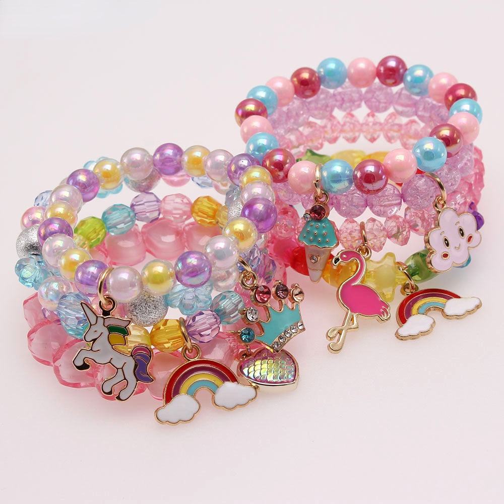 Wholesale Rainbow Cloud Oil ip Acrylic Beaded Bracelet