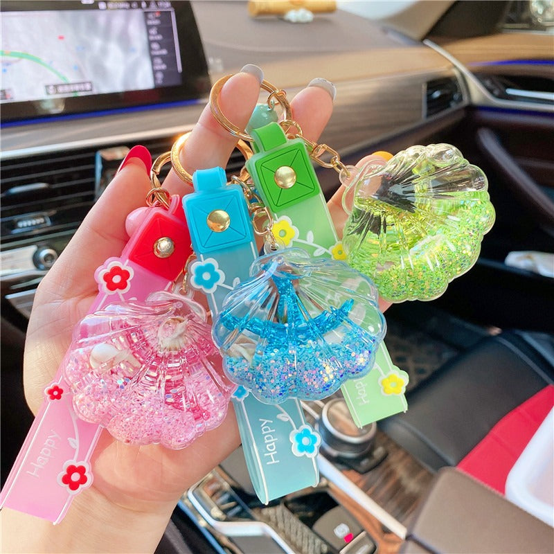 Wholesale Starfish Floating Bottle Acrylic Liquid Keychain