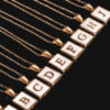 Wholesale Square Stainless Steel Gold Alphabet Necklaces
