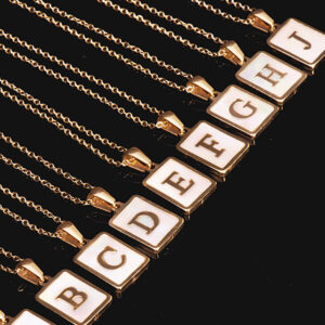 fcef3f8bce5121b89ad70825d343b597 Wholesale Square Stainless Steel Gold Alphabet Necklaces