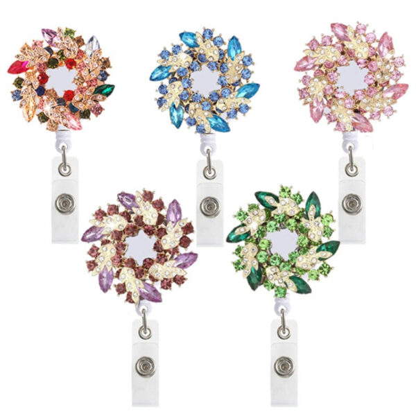 Wholesale Colorful Rhinestone Rotating Garland Telescopic Badge Scroll Keychain