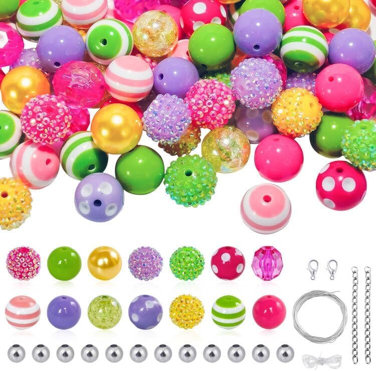 Wholesale 20MM Tricolor Stripe Acrylic Beads Bubblegum Beads
