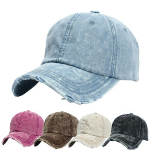 Wholesale Ripped Fashionable Washed Cotton Ripped Denim Simple Light Plate Hat