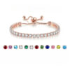 Wholesale 4mm round single row full diamond adjustable crystal tennis birthstone copper bracelet
