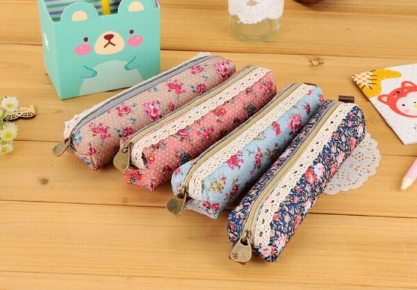 oly-26d26bcc86e4291ef33a65732121e11a Wholesale Small Fresh and Elegant Stationery Bag Forest Style Elegant Simple Stationery Box Wave int Floral Pencil Bag