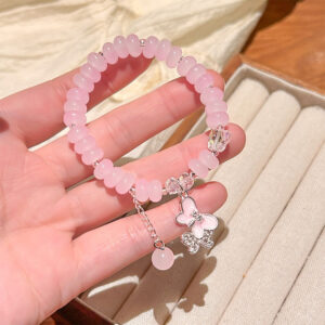 Peach blossom pink butterfly bracelet