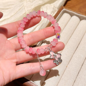 Rose pink butterfly bracelet