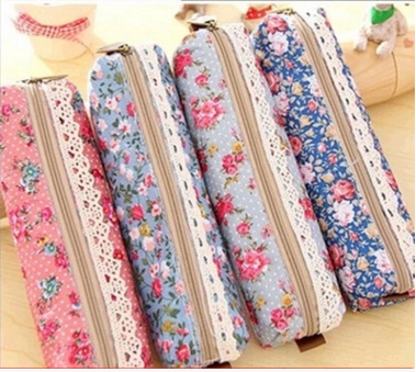 oly-6cce959395f596e40096449930b3cdfc Wholesale Small Fresh and Elegant Stationery Bag Forest Style Elegant Simple Stationery Box Wave int Floral Pencil Bag