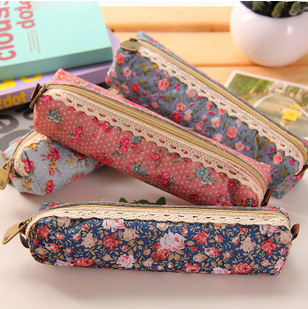 Wholesale Small Fresh and Elegant Stationery Bag Forest Style Elegant Simple Stationery Box Wave int Floral Pencil Bag