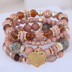 Wholesale Color Alloy Tassel Multi-layer Mixed Bead Bracelet