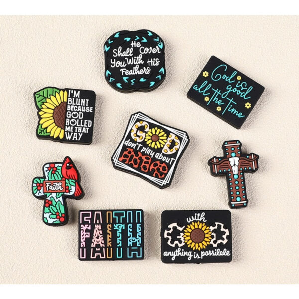 Wholesale 20pcs Sunflower Letter Cross Pattern Silicone Beads