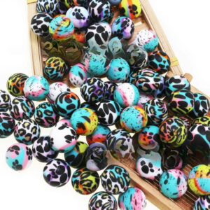 Wholesale 50PCS/PACK Leopard Print Water Transfer Silicone Beads