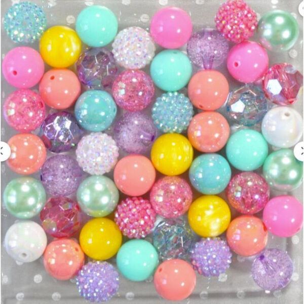 Wholesale 50pcs Candy Color Mixed Color 20MM Acrylic Large Beads DIY Mixed Color Mixed Style Beaded Loose Beads Combination