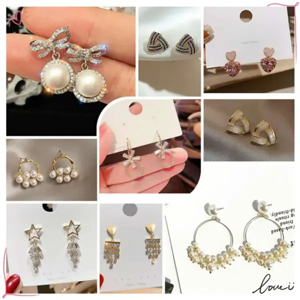 1-Pair-Fashion-Flower-Butterfly-Bow-Knot-Inlay-Alloy-Artificial-Pearls-Rhinestones-Shell-Earrings-main-image-2 1 Pair Fashion Flower Butterfly Bow Knot Inlay Alloy Artificial Pearls Rhinestones Shell Earrings