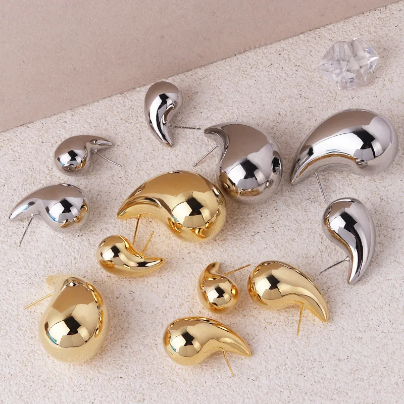 Wholesale 1 Pair Retro Lady Water oplets Plating Copper Ear Studs