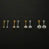 1 Piece 304 Stainless Steel Zircon Round Lip Rings