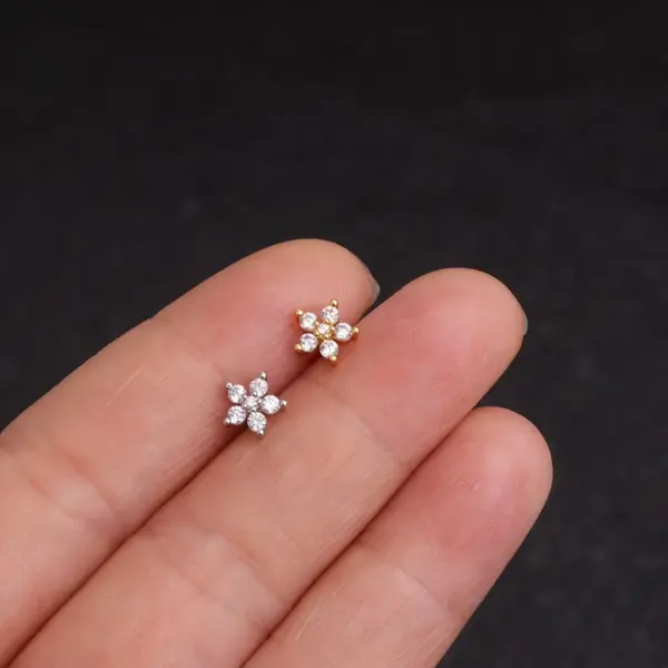 1-Piece-316L-Stainless-Steel-Copper-Zircon-Ear-Cartilage-Rings-Studs-Flower-Waterproof-Non-Tarnish-Surgical-Steel-Ear-Cartilage-Rings-Studs-main-image-4 1 Piece 316L Stainless Steel Copper Zircon Ear Cartilage Rings & Studs Flower Waterproof Non Tarnish Surgical Steel Ear Cartilage Rings & Studs