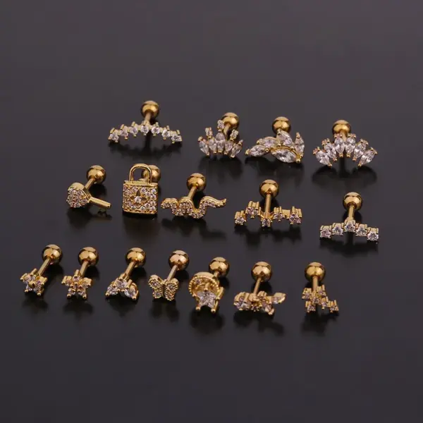 1-Piece-316L-Stainless-Steel-Copper-Zircon-Ear-Cartilage-Rings-Studs-Geometric-Waterproof-Non-Tarnish-Surgical-Steel-Women-S-main-image-2 1 Piece 316L Stainless Steel Copper Zircon Ear Cartilage Rings & Studs Geometric Waterproof Non Tarnish Surgical Steel Women'S
