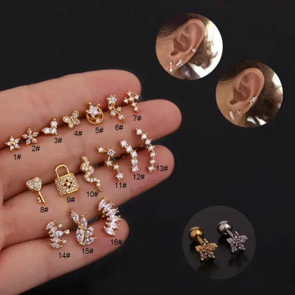 1-Piece-316L-Stainless-Steel-Copper-Zircon-Ear-Cartilage-Rings-Studs-Geometric-Waterproof-Non-Tarnish-Surgical-Steel-Women-S-main-image-5 1 Piece 316L Stainless Steel Copper Zircon Ear Cartilage Rings & Studs Geometric Waterproof Non Tarnish Surgical Steel Women'S
