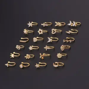 1 Piece Copper Zircon Ear Cartilage Rings & Studs U Shape Plating Nose Pin