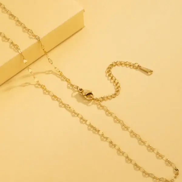 1-Piece-Solid-Color-Necklace-Stainless-Steel-Titanium-Steel-Vacuum-Plating-18K-Gold-Plated-Women-S-Box-Chain-Snake-Chain-Simple-Style-main-image-4 1 Piece Solid Color Necklace Stainless Steel Titanium Steel Vacuum Plating 18K Gold Plated Women'S Box Chain Snake Chain Simple Style
